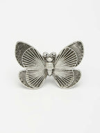 NVR Women's Silver-Toned Butterfly Shape Adjustable Finger Ring | Grocsy
