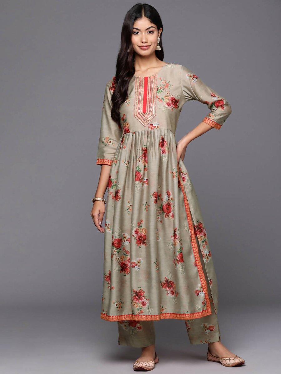 Ahalyaa Women's Traditional wear Kurta Set - Tan | Grocsy