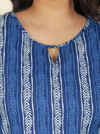 Aramya Blue Soft Cotton Striped Straight Kurta for Women | Grocsy