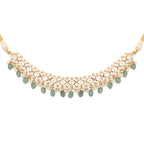 Nuyug 22K Gold Plated Royal Kundan Necklace with Green Stones | Grocsy