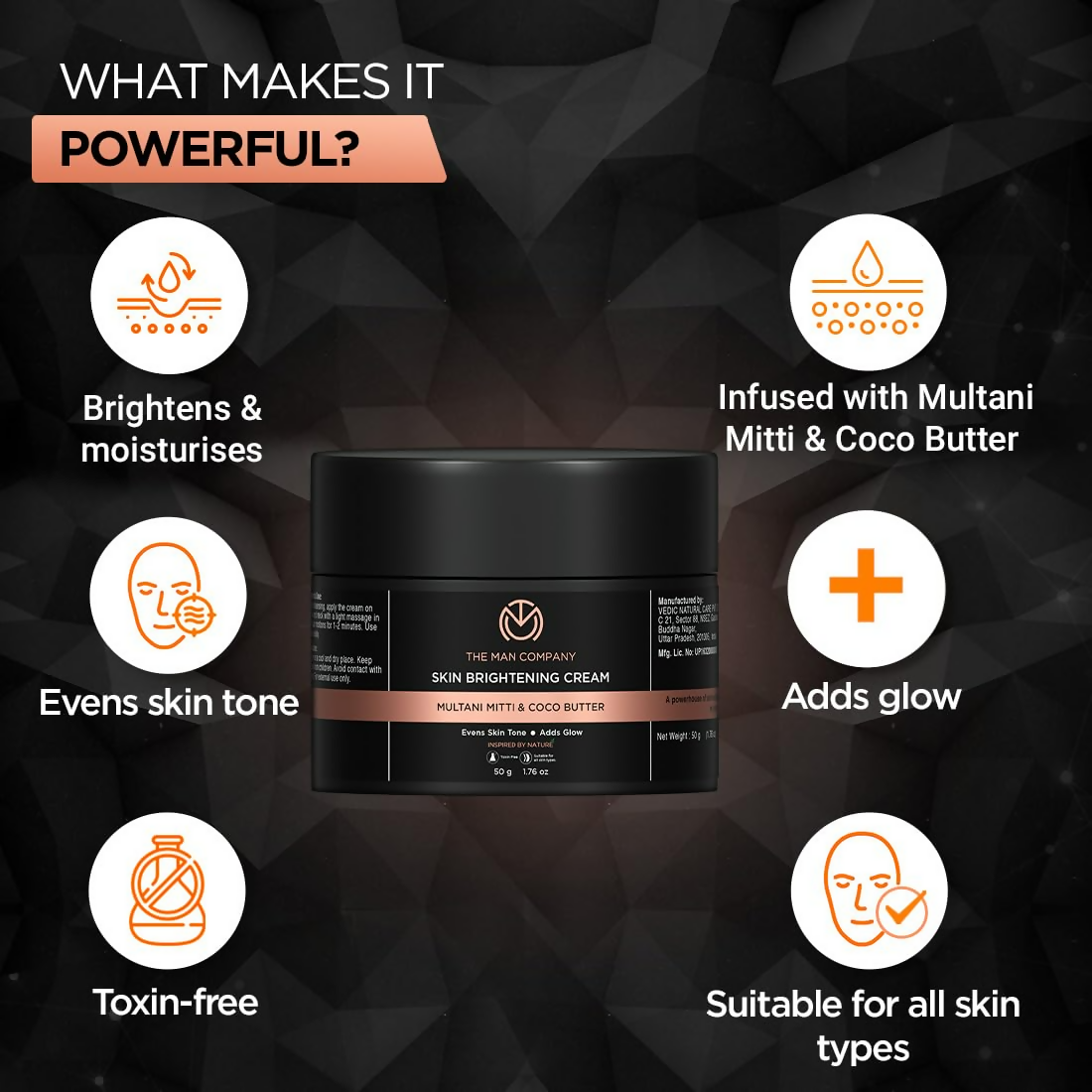 The Man Company Skin Brightening Cream Multani Mitti | Grocsy