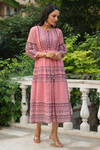 Juniper Women's Pink Printed Teired Dress | Grocsy