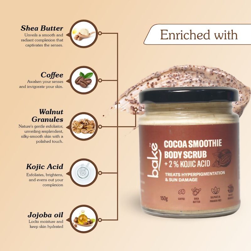 Bake 2% Kojic Acid Cocoa Smoothie Body Scrub | Grocsy