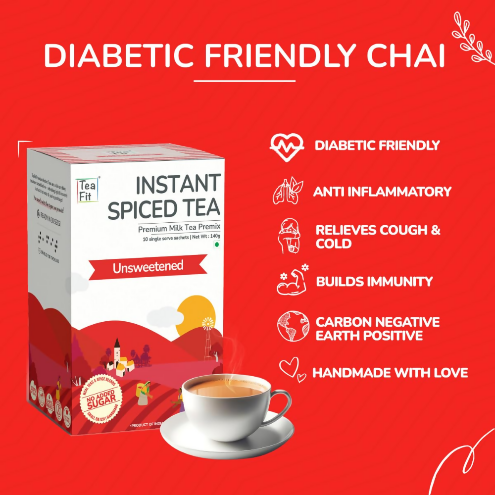 TeaFit Premium Zero Sugar Instant Tea Premix - Masala & Cardamom | Grocsy