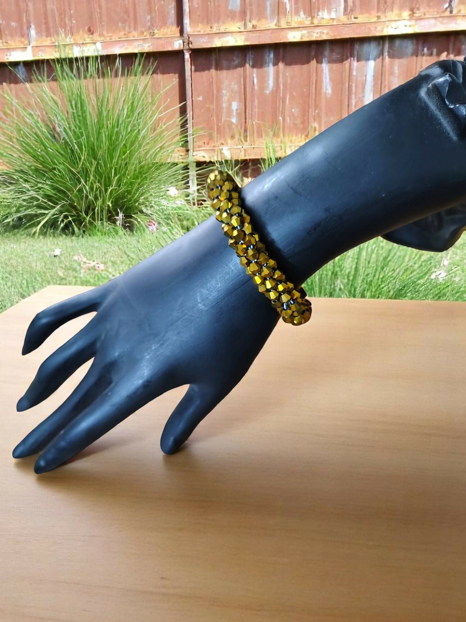 Inhanns Unisex Crystal Bloom – Adjustable Crystal Bead Bracelets - Golden | Grocsy