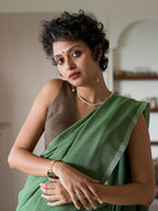 Suta Green Solid Cotton Blend Saree | Grocsy