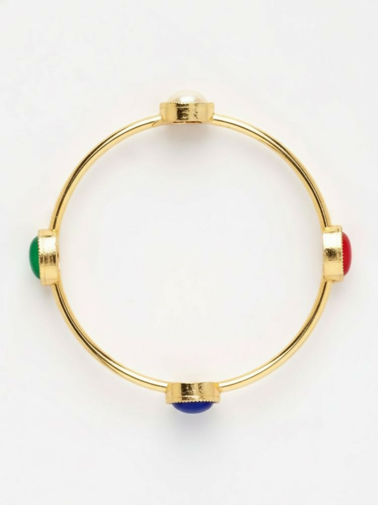 NVR Women Set of 2 Gold Plated Artificial Stone Bangle | Grocsy