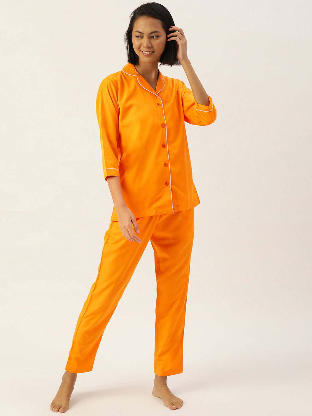 Jainish Women Mustard Night suit ( LNS 001Mustard ) | Grocsy