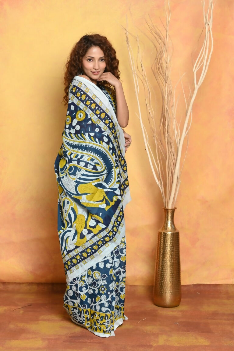Very Much Indian Handblock Printed Cotton Saree With Natural Dyes | Grocsy