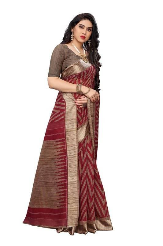 Vamika Red Linen Designer Saree (BEE RED) | Grocsy
