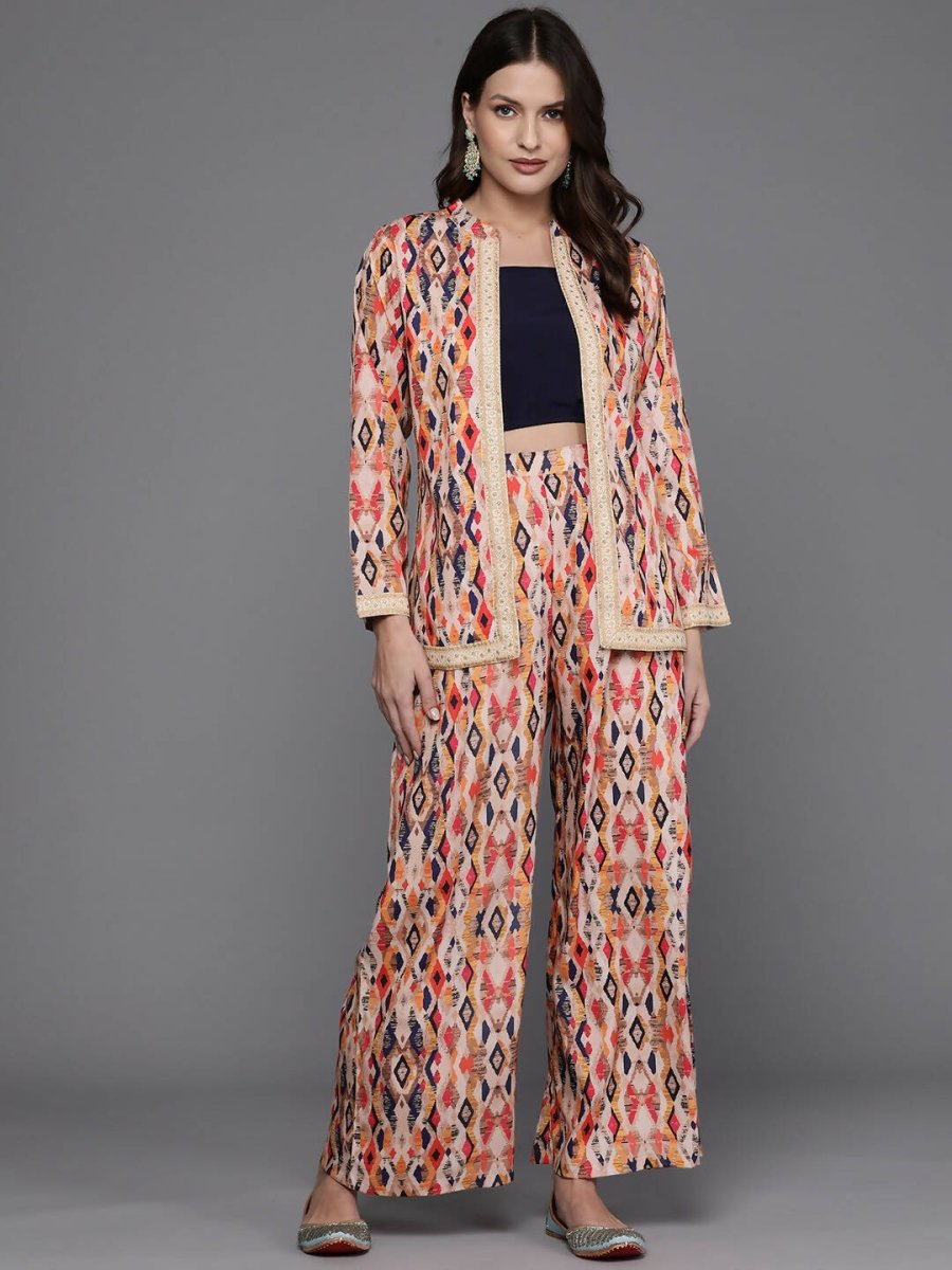 Ahalyaa Women Printed Ethnic Co-Ords - Blue Color | Grocsy