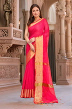 Joban Fashion Women Pink Trendy Cotton Saree | Grocsy