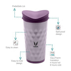 Vaya Drynk Stainless Steel Tumbler with Spill-Proof PediaSafe Lid - 350ml (Purple) | Grocsy