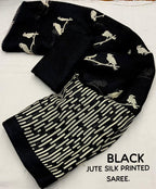 Black Silk Blend Ethnic Motifs Saree with Unstitched Blouse - Hiral Fashion | Grocsy