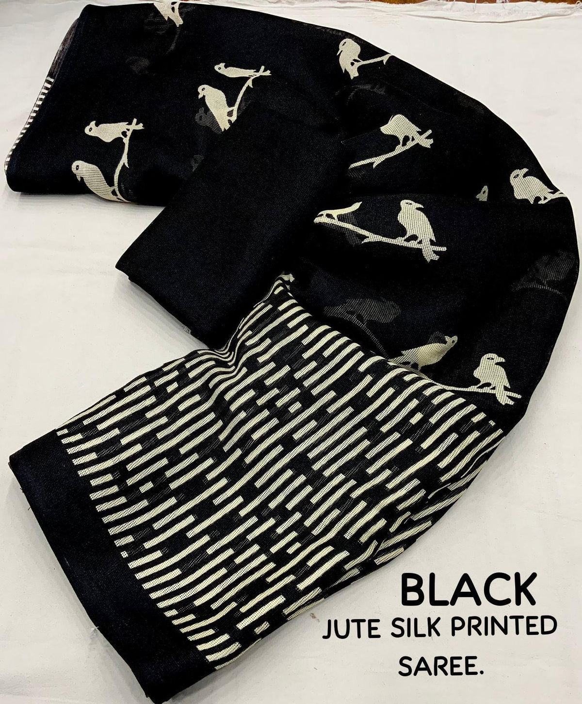Black Silk Blend Ethnic Motifs Saree with Unstitched Blouse - Hiral Fashion | Grocsy
