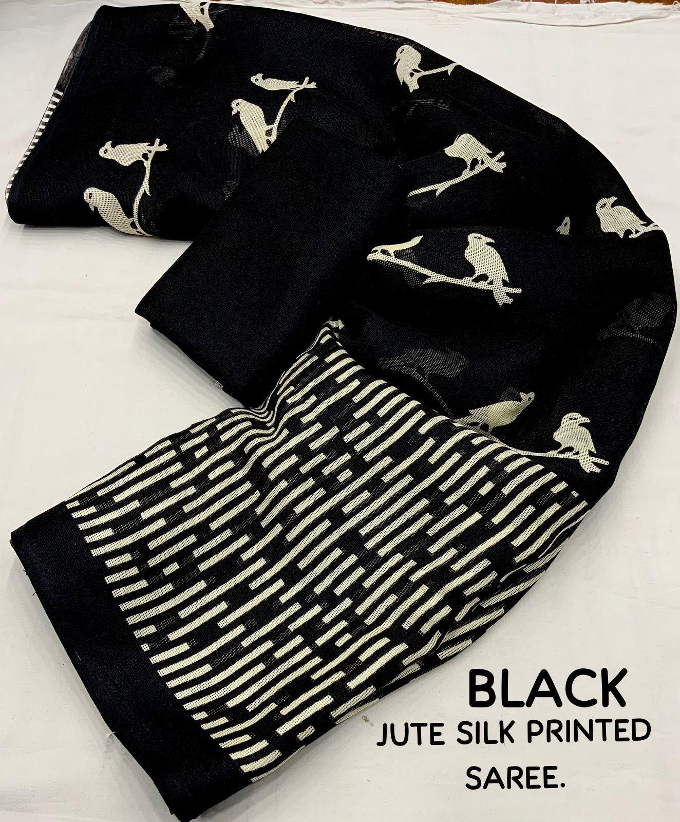 Black Silk Blend Ethnic Motifs Saree with Unstitched Blouse - A2M | Grocsy