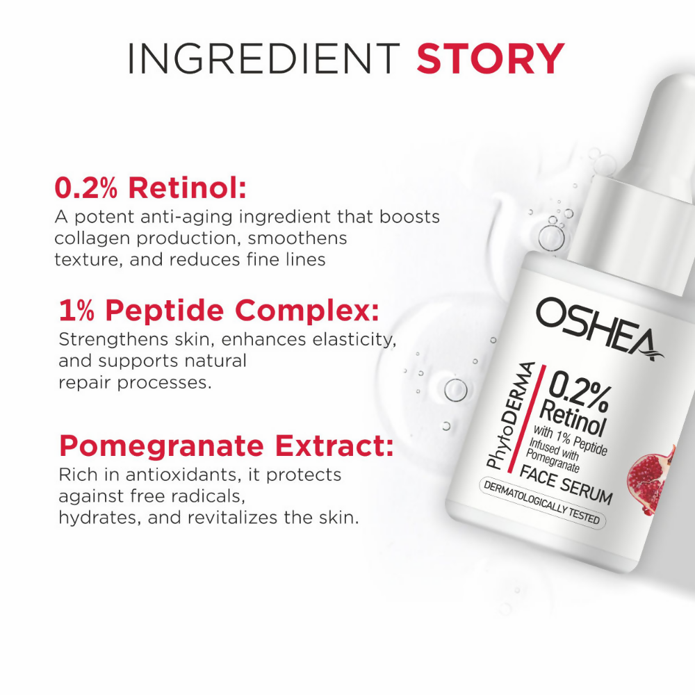 Oshea Herbals Phytoderma 0.2% Retinol & 1% Peptide Face Serum | Grocsy