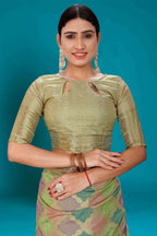 Green Soft Organza Woven Design Saree with Unstitched Blouse Piece - Zaara | Grocsy