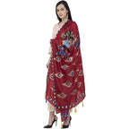 A R Silk Silk Peacock Multi Fancy Dupatta Color Mehroon Dupatta or Chunni | Grocsy