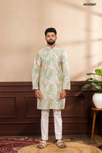 Multy Art Silk Digital Printed, Embroidery Work Kurta Set - Mahotsav | Grocsy