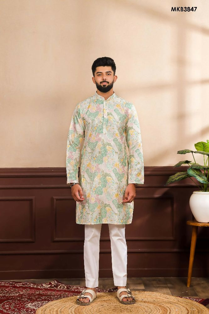 Multy Art Silk Digital Printed, Embroidery Work Kurta Set - Mahotsav | Grocsy