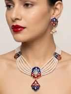 Jewel City Multicolor Meenakari Pearl Necklace Set|Kundan Ethnic Wedding Jewelry Set | Grocsy