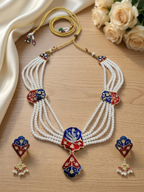 Jewel City Multicolor Meenakari Pearl Necklace Set|Kundan Ethnic Wedding Jewelry Set | Grocsy