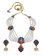 Jewel City Multicolor Meenakari Pearl Necklace Set|Kundan Ethnic Wedding Jewelry Set | Grocsy