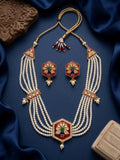 Jewel City Multicolor Meenakari Pearl Necklace Set|Kundan Ethnic Wedding Jewelry Set | Grocsy