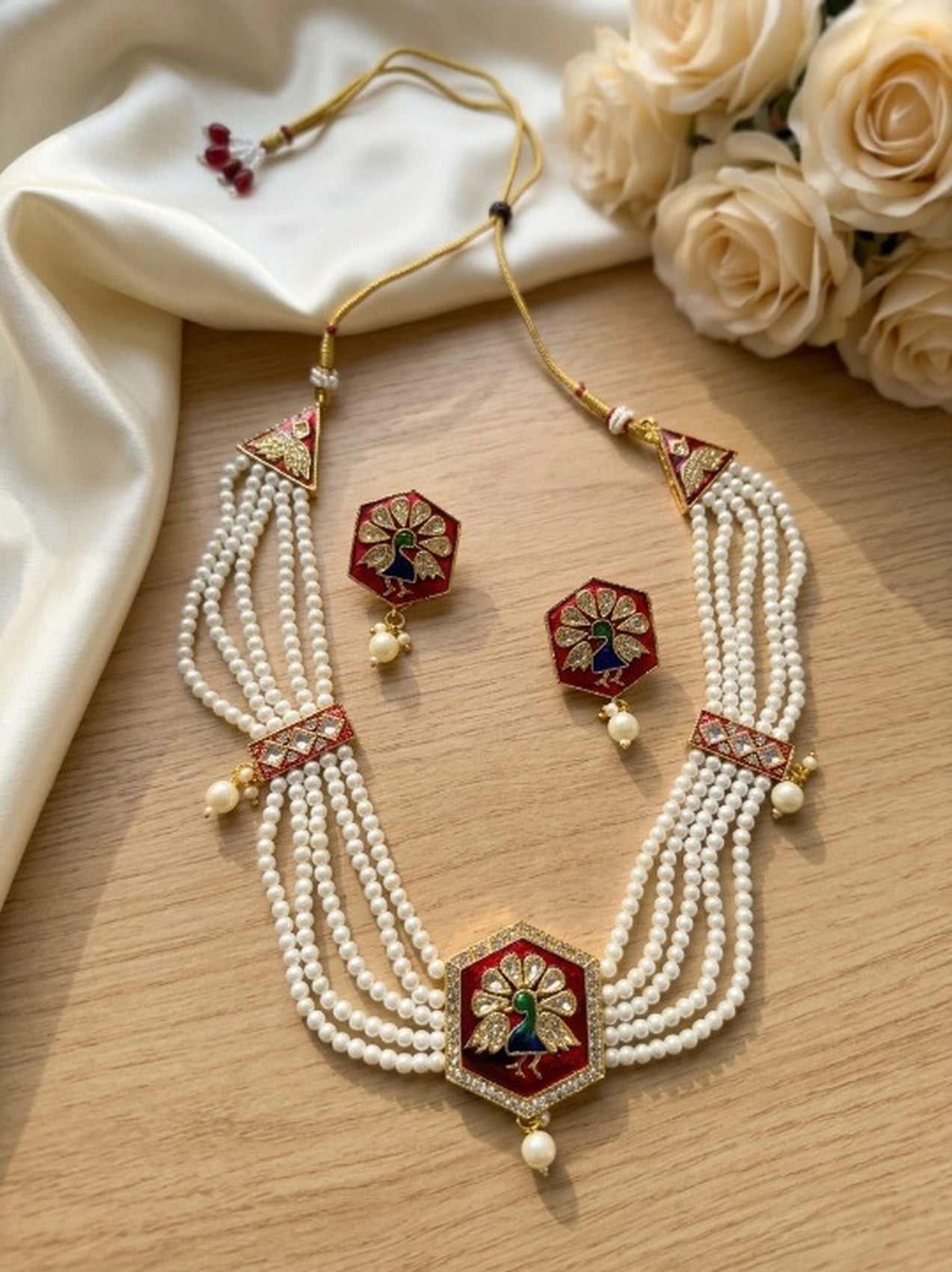 Jewel City Multicolor Meenakari Pearl Necklace Set|Kundan Ethnic Wedding Jewelry Set | Grocsy