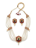 Jewel City Multicolor Meenakari Pearl Necklace Set|Kundan Ethnic Wedding Jewelry Set | Grocsy