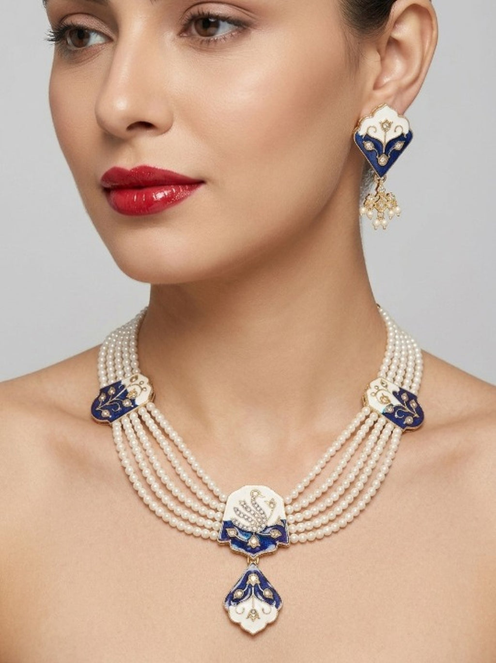 Jewel City Multicolor Meenakari Pearl Necklace Set | Indian Bridal Choker For Women | Grocsy