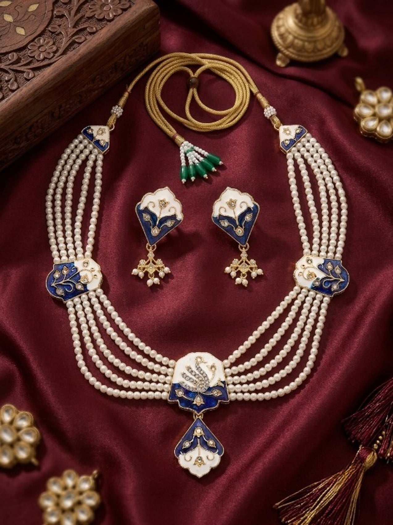 Jewel City Multicolor Meenakari Pearl Necklace Set | Indian Bridal Choker For Women | Grocsy
