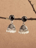 Mominos Fashion Johar Kamal Oxidised Stone Stud Jhumka | Grocsy