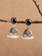 Mominos Fashion Johar Kamal Oxidised Stone Stud Jhumka | Grocsy