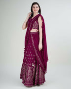 Pink Georgette Sequence Embroidered Lehenga Choli with Dupatta - Tanya | Grocsy