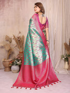 Aastha Fashion Sea Green Tissue Silk Paithani Woven Saree | Grocsy