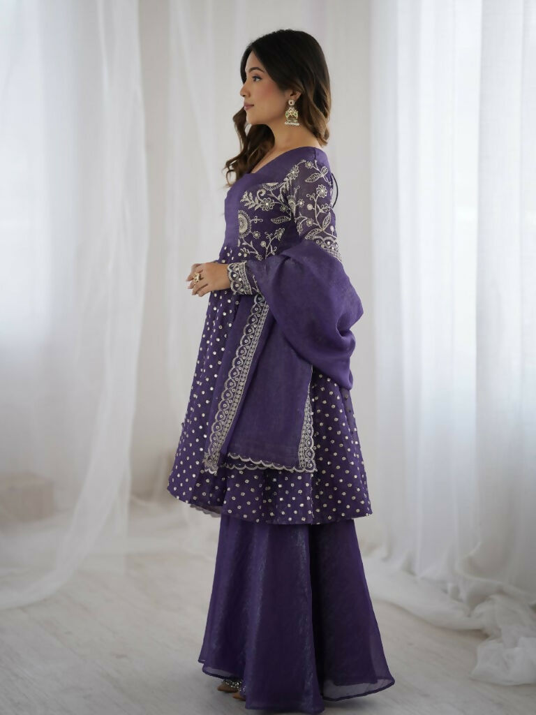 Teeya Creation Lavender Color Embroidery Work Wedding Wear Salwar Suit | Grocsy