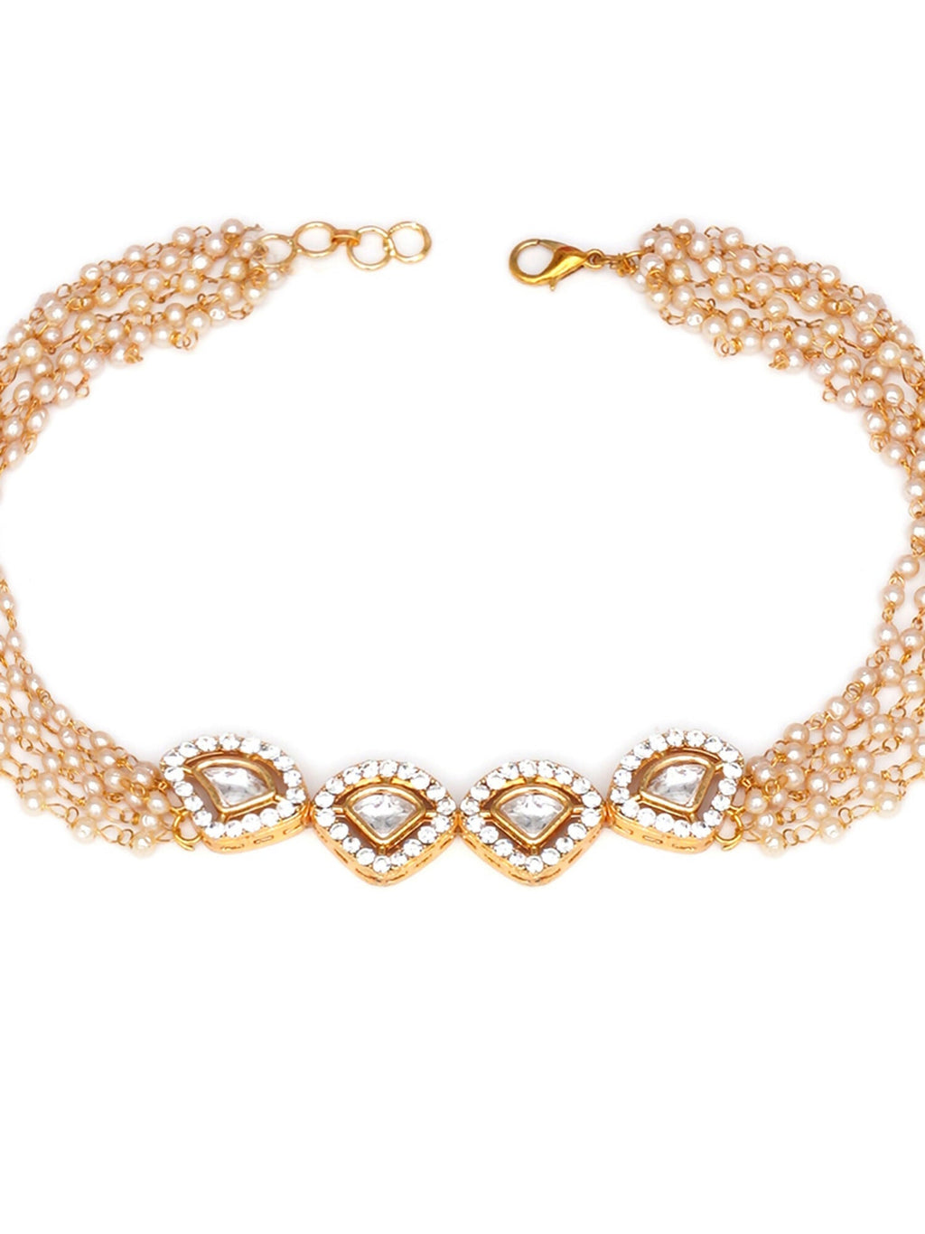 Kundan & Pearl Neckpiece (Gold) - Ruby Raang | Grocsy