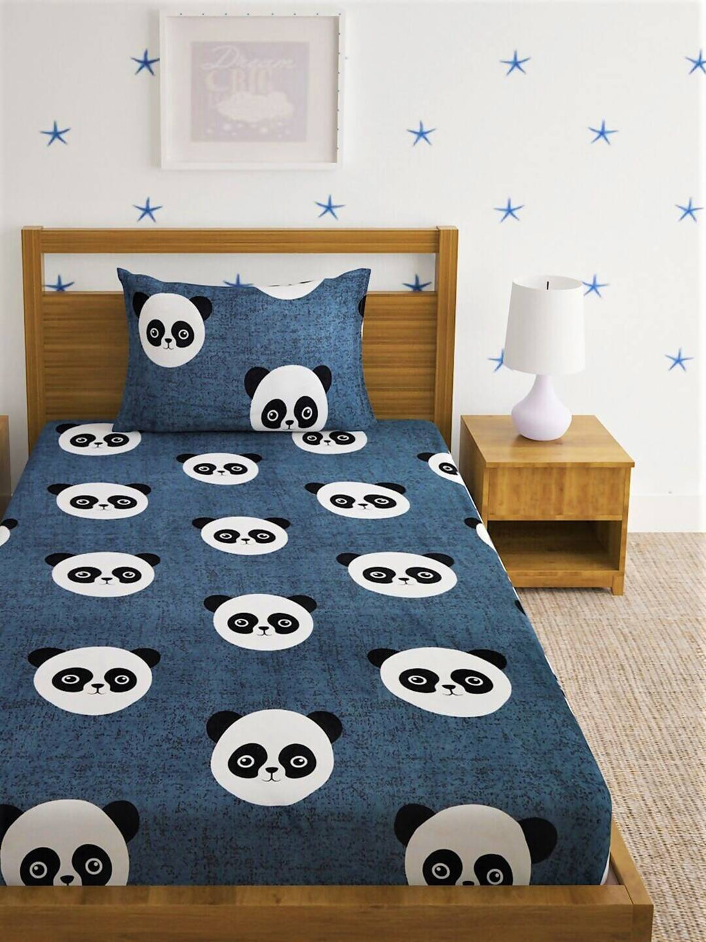 Home Sizzler Grey & White Graphic 144 TC Bedsheet with Pillow Covers | Grocsy