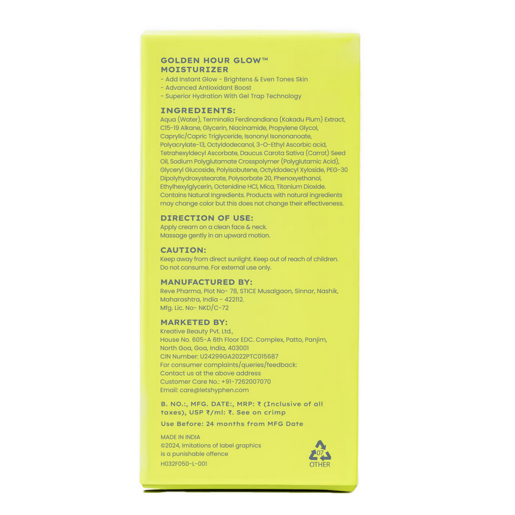 Hyphen Golden Hour Glow Face Moisturizer with Triple Vitamin C & 3% Niacinamide | Grocsy