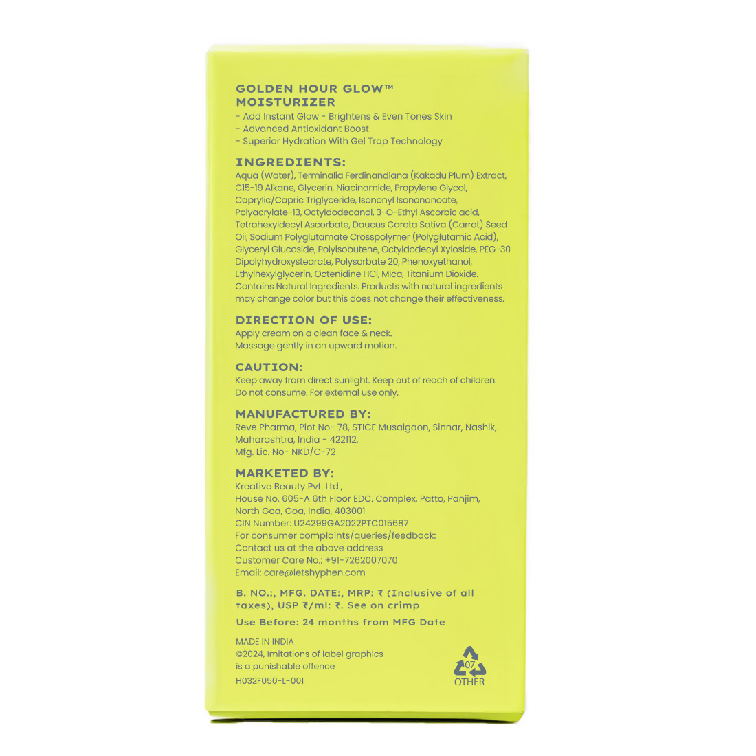 Hyphen Golden Hour Glow Face Moisturizer with Triple Vitamin C & 3% Niacinamide | Grocsy