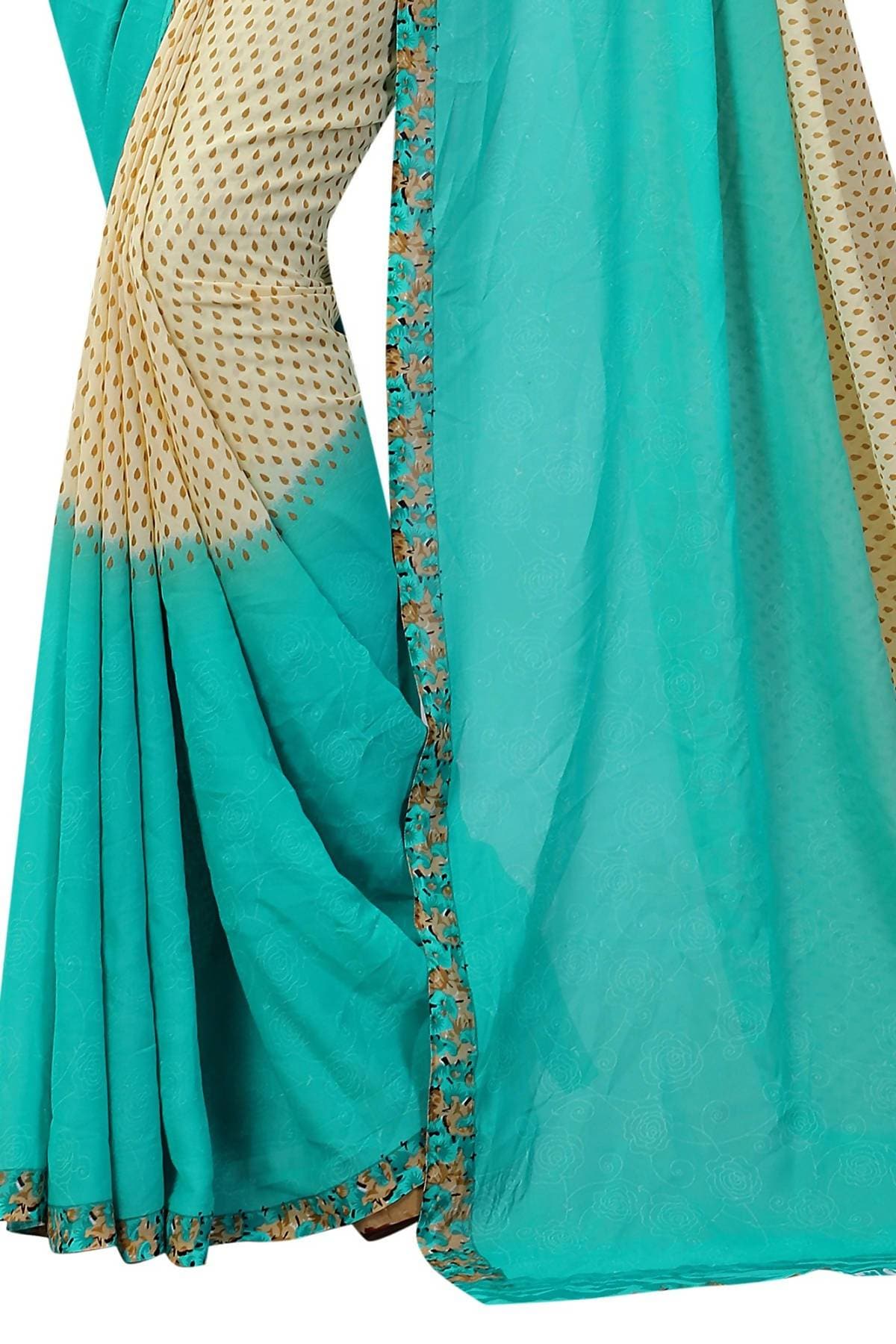 Vamika Rama Green Georgette Printed Contemporary Saree (PADING RAMA) | Grocsy