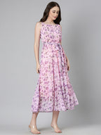 Souchii Floral Chiffon Dress | Grocsy