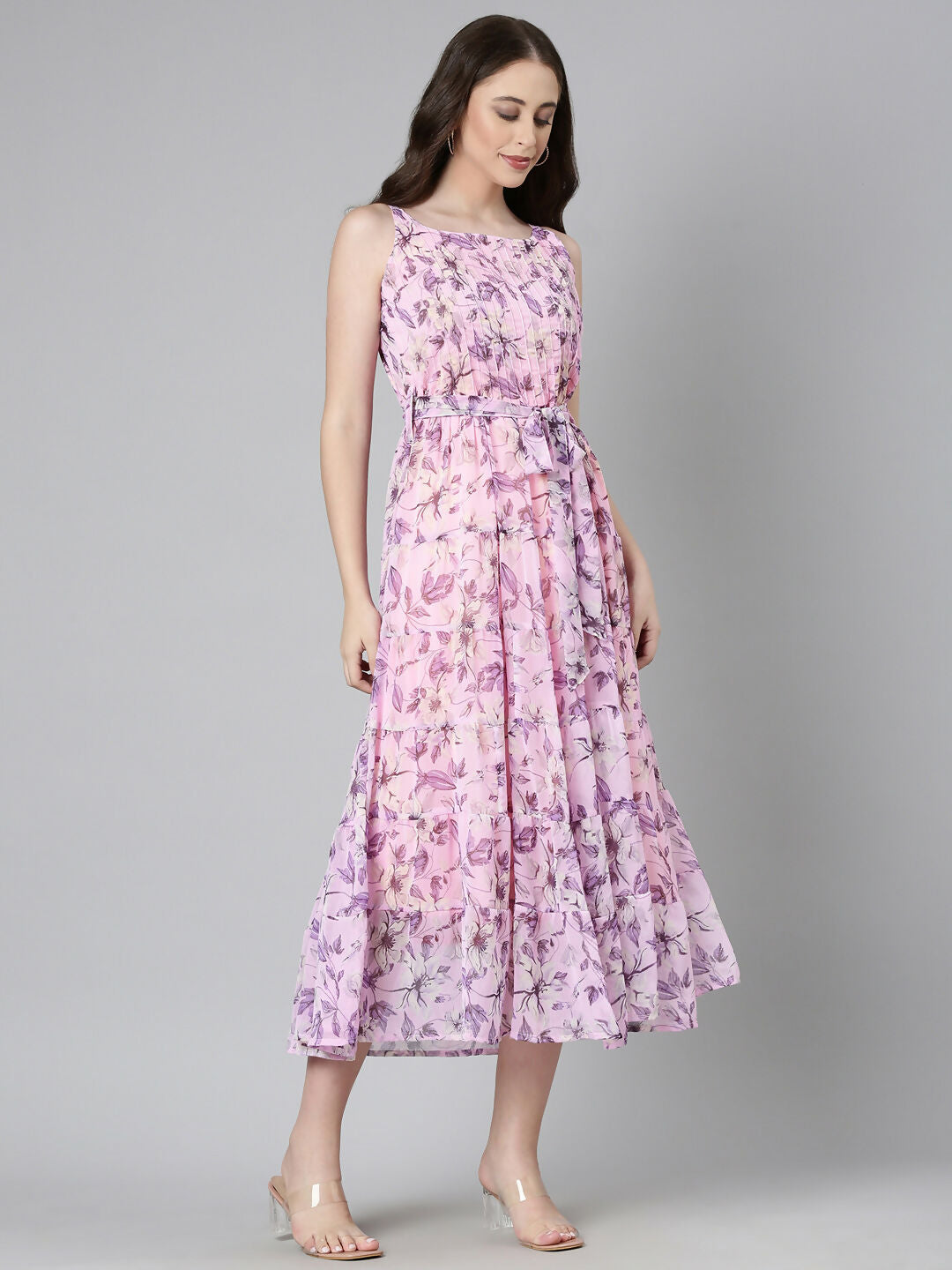 Souchii Floral Chiffon Dress | Grocsy
