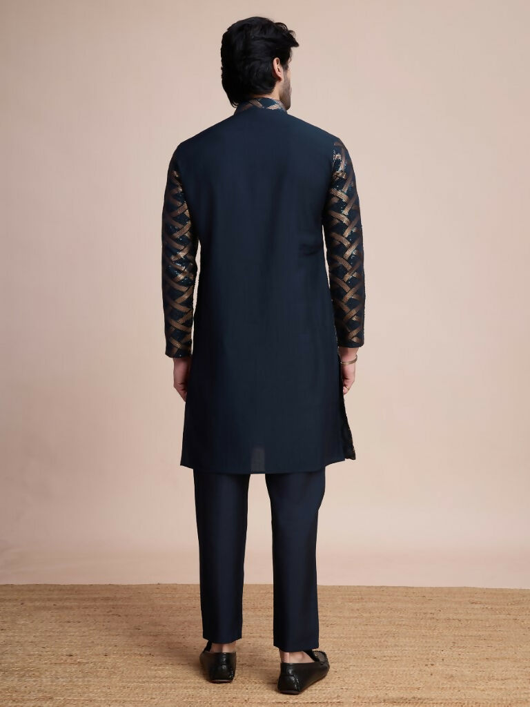 Vastranavya Traditional Festival Wear Pure Silk Thread & Sequence Embroidered Work Kurta | Grocsy