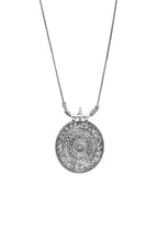 Mominos Fashion Johar Kamal Oxidised Silver-Plated Long Chain with Pendant & Studs For Women | Grocsy