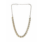 Leaf Shaped Neckpiece in Dual Tone Kundan and American Diamonds (Silver) - Ruby Raang | Grocsy