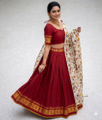 Teeya Creation Womens New Trendy Red Traditional Pleated Lehenga Choli Set with Floral Printed Dupatta and Contrast Zari Border Set | Grocsy