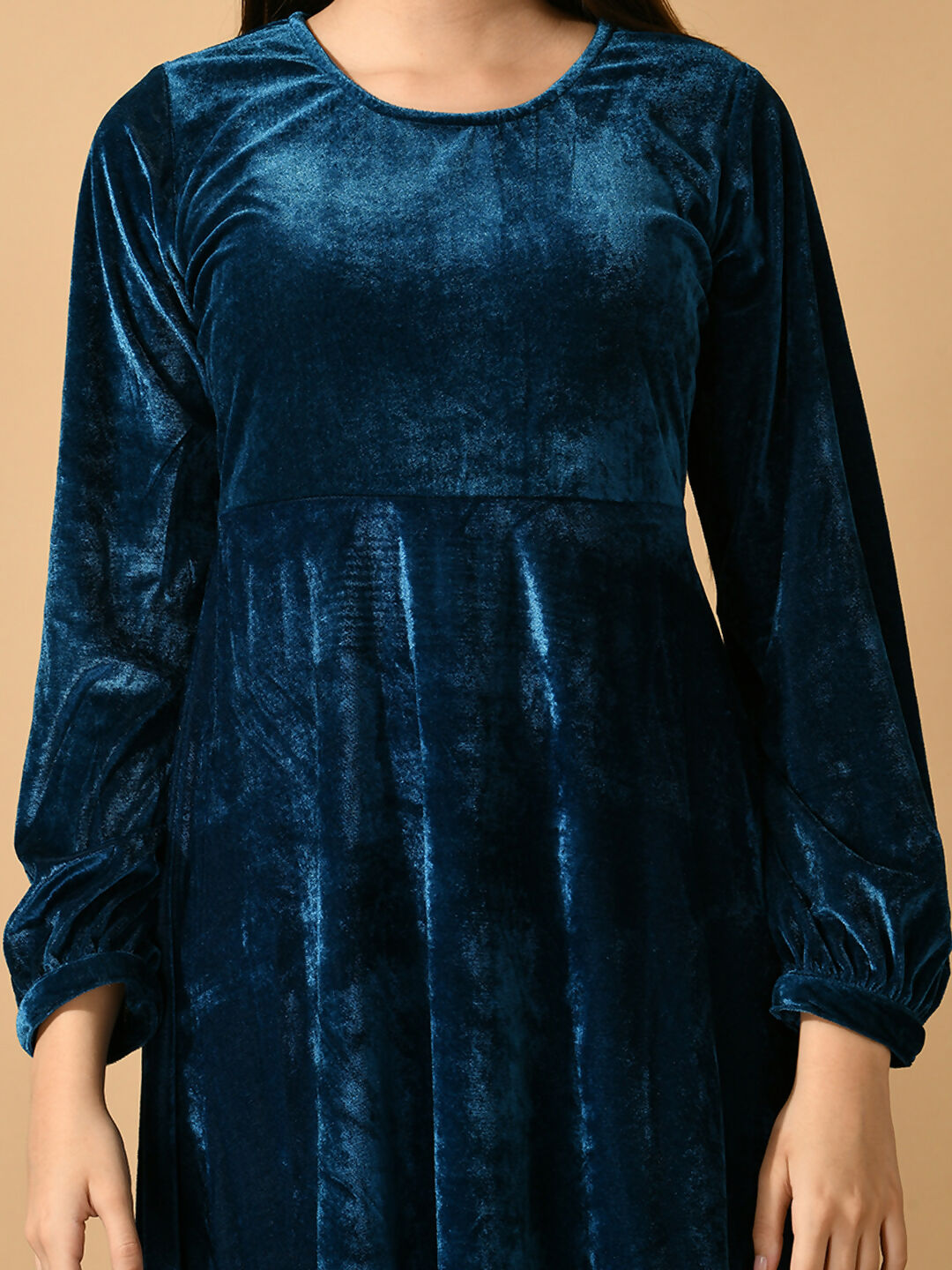 Myshka Women's Blue Fit and Flare Party Dress | Grocsy